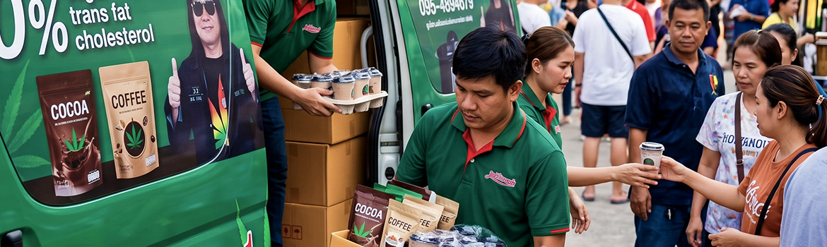 สติ๊กเกอร์รถ Marketing Activation ที่ออกแบบลายกราฟิกควบคู่กับการจัดสรรพื้นที่รอบรถการและเข้าถึงของฝูงชนรอบคัน