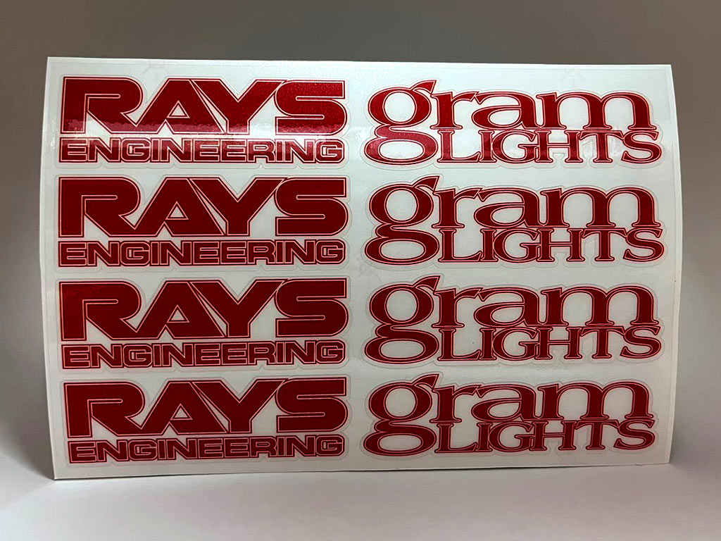 สติ๊กเกอร์ไดคัท RAYS ENGINEERING gramLIGHTS สีแดงเมทัลลิกประกายเงางาม