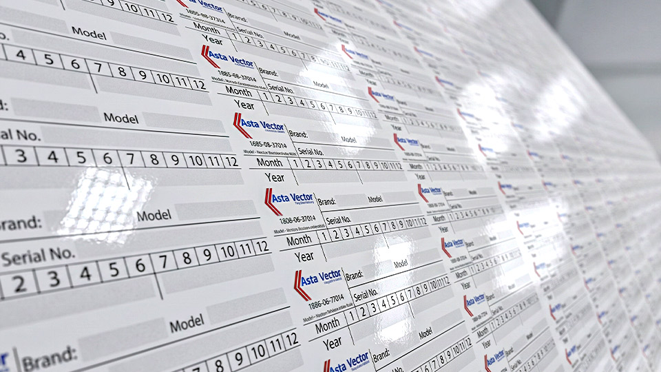 สติ๊กเกอร์ Serial Number และตารางระบุเดือนปี สำหรับฝ่าย QA ควบคุมการตรวจสอบย้อนกลับผลิตภัณฑ์
