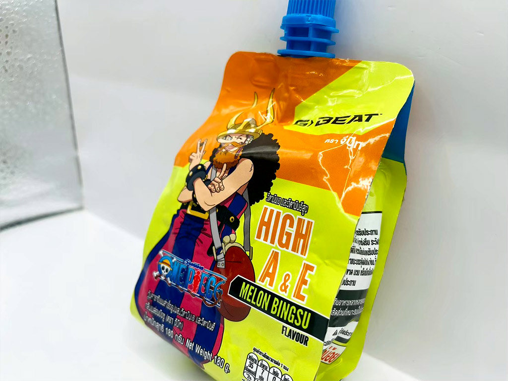 ฉลากสินค้า อย. ข้อความคำแนะนำและคำเตือนการบริโภคบนซอง Spout Pouch ลายการ์ตูน
