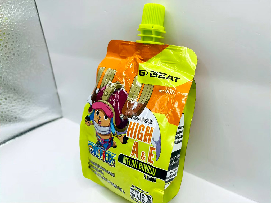 ผลิตฉลากควบคุม อย. ซอง Spout Pouch เมลอนบิงซู ซีลขอบข้างแข็งแรง