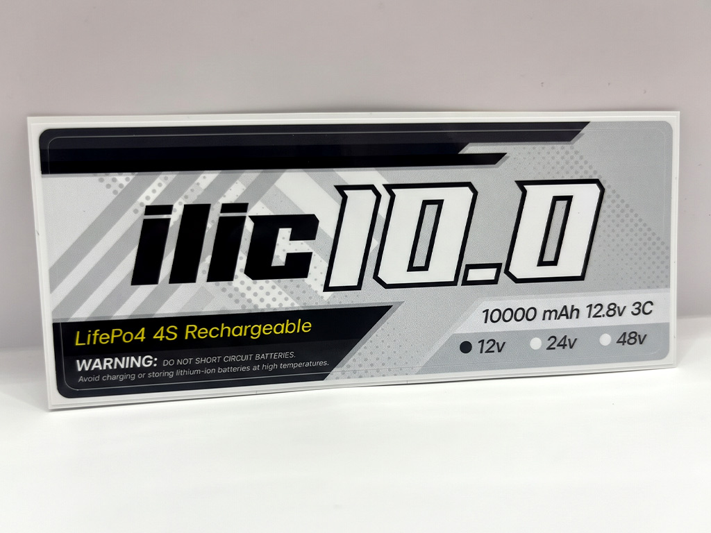 สติ๊กเกอร์ทนความร้อน ilic 10.0 แบตเตอรี่ LifePo4 4S 10000 mAh 12.8v 3C โทนสีดำเทา สไตล์โมเดิร์น