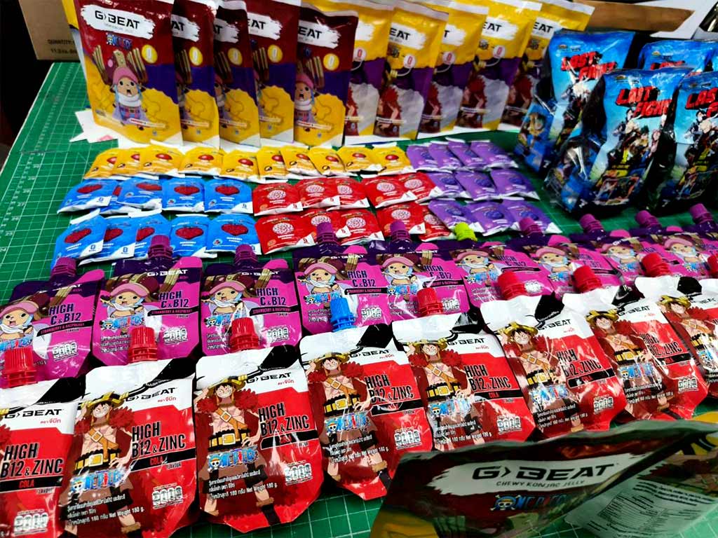 สติ๊กเกอร์ฉลาก อย. การจัดแสดงบรรจุภัณฑ์ขนมและเครื่องดื่มครบซีรีส์ คุมโทนสีแม่นยำ