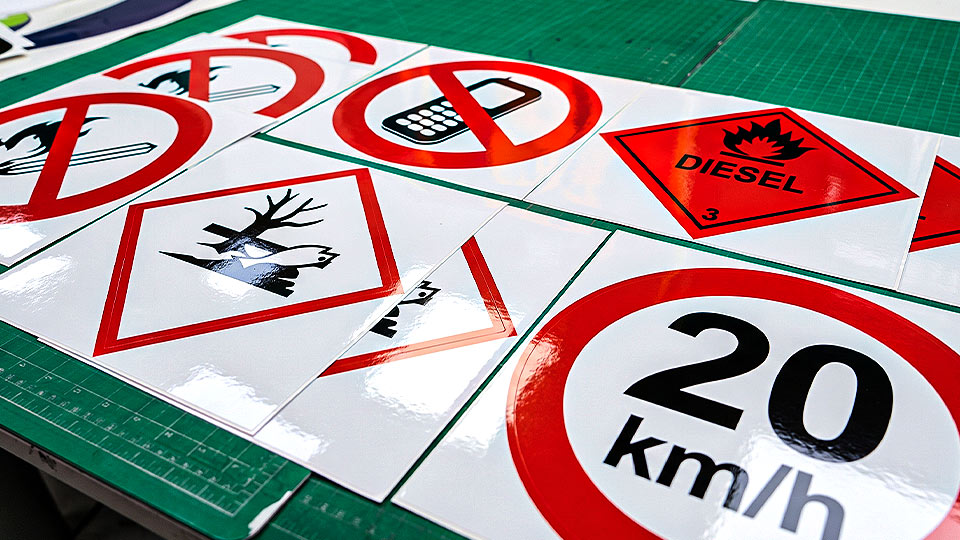 สติ๊กเกอร์ฉลาก GHS สัญลักษณ์ความเป็นอันตรายต่อสิ่งแวดล้อมและป้ายเตือนสารไวไฟ DIESEL เคลือบผิวเงากันรอยสำหรับโรงงาน